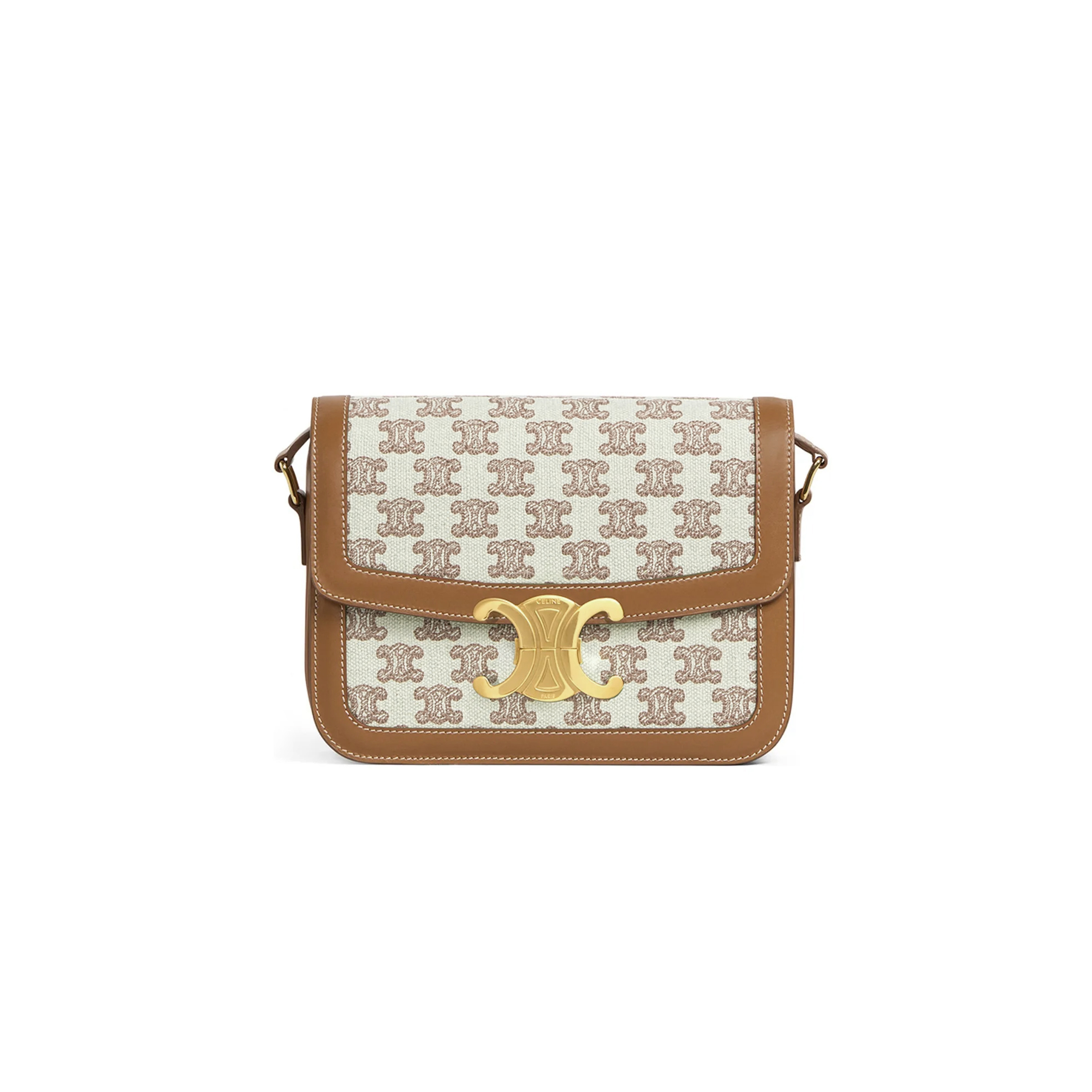 Ce**e medium classique triomphe bag in fabric and calfskin 191242cxx.19rv (22.5*16.5*7.5cm)